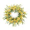 Melrose Yellow Gerbera Daisy Twig Spring Floral Wreath, 20-Inch